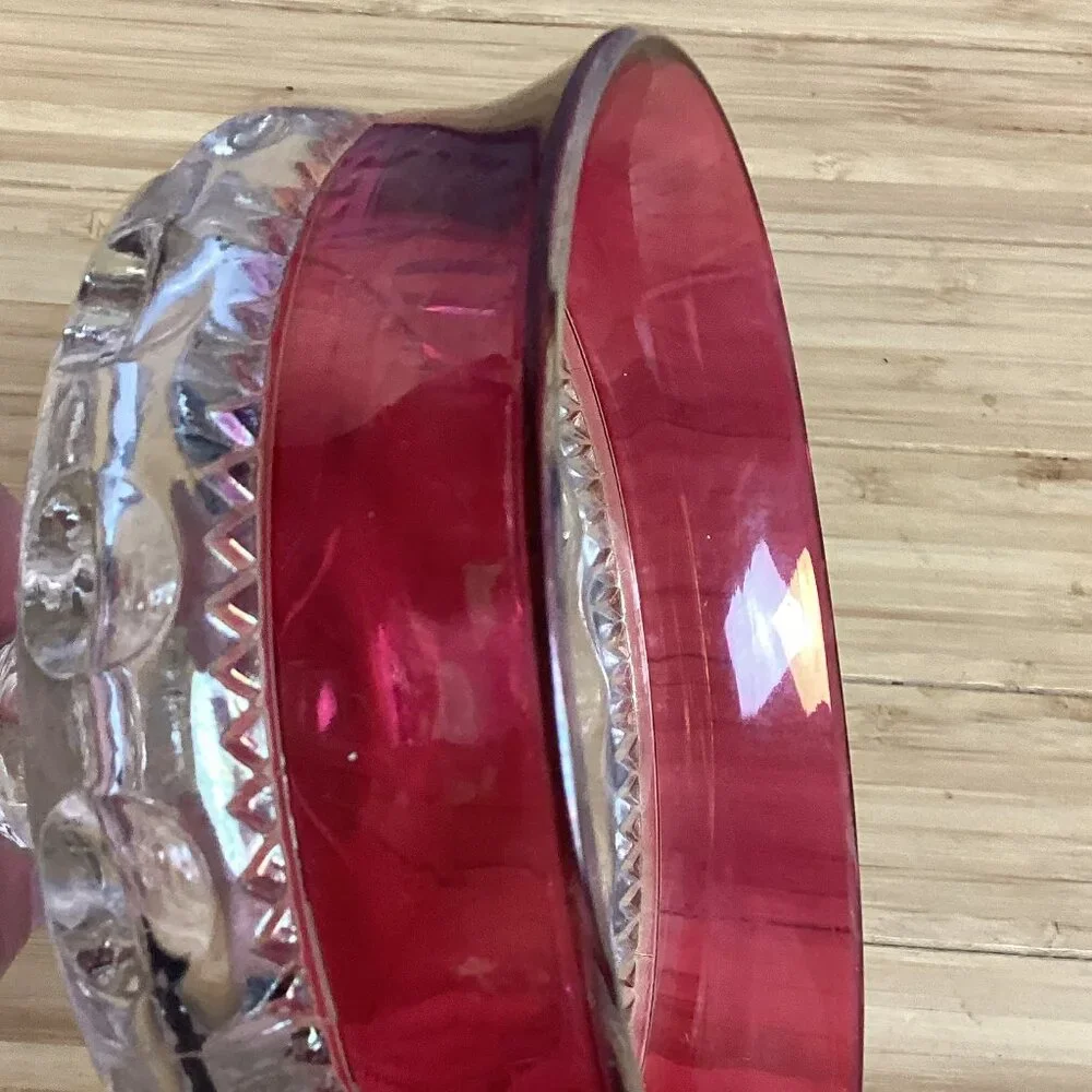 Vintage Indiana Glass Kings Crown Thumbprint Ruby Red Pedestal Compote
